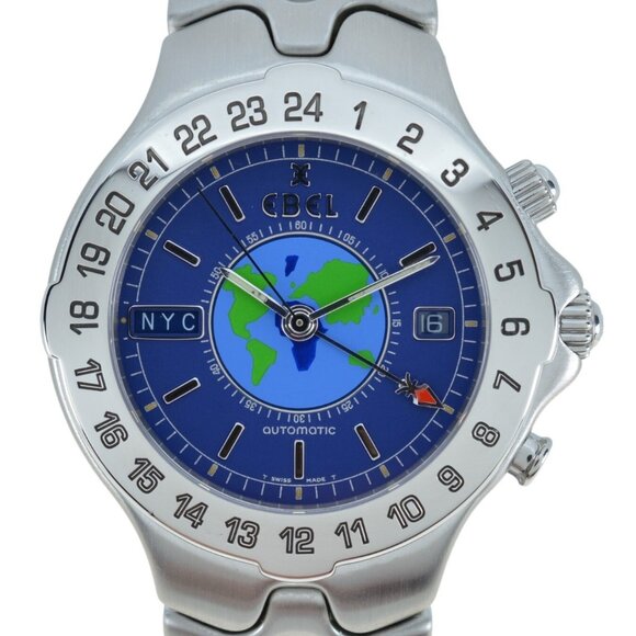 Men's 40mm Ebel Sport Wace World Timer GMT SS Automatic Wacth! Ref: E9122641! - Picture 1 of 8